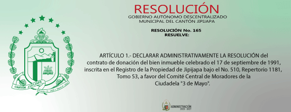 RESOLUCIÓN No. 165