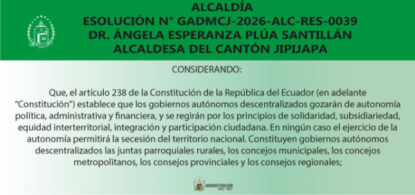 RESOLUCIÓN N° GADMCJ-2026-ALC-RES-0039