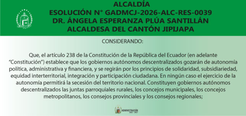 RESOLUCIÓN N° GADMCJ-2026-ALC-RES-0039
