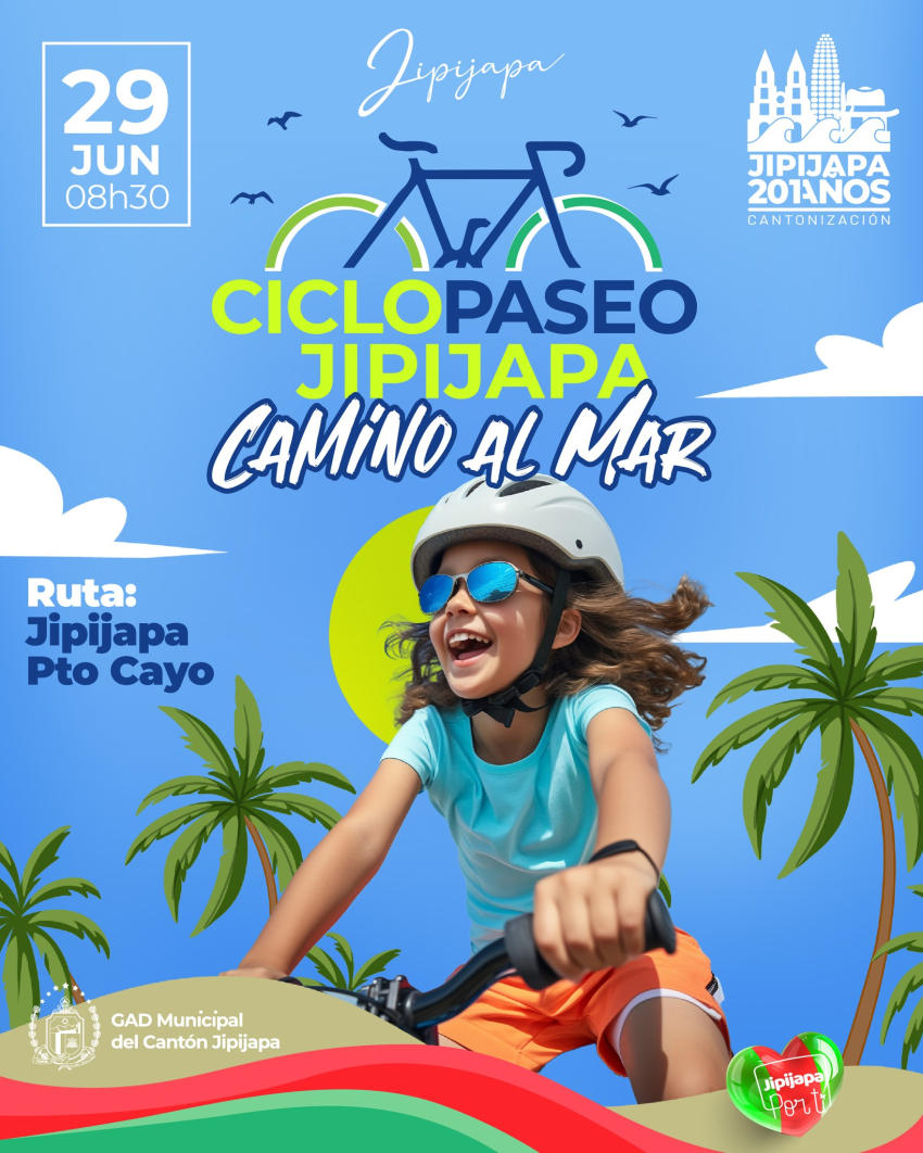 Este 29 de junio a las 08h30, vive una experiencia inolvidable en el Ciclopaseo “Jipijapa camino al mar”