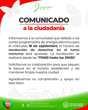 Nuevo horario de recolección de desechos