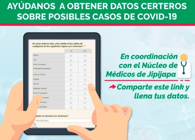 Ayúdanos a obtener datos sobre posibles casos de covid-19