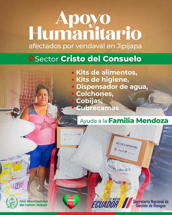 En conjunto con Secretaría Nacional de Gestión de Riesgos brindamos asistencia humanitaria