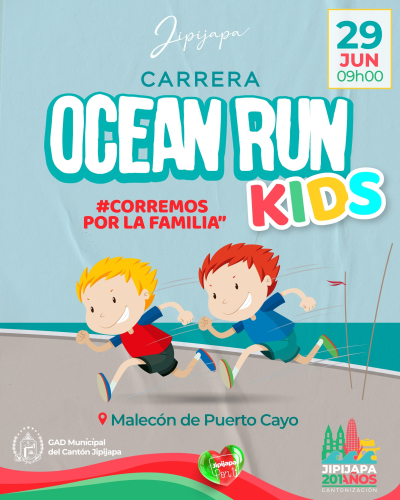 En el Malecón de Puerto Cayo se realizará la emocionante Carrera Ocean Run Kids.