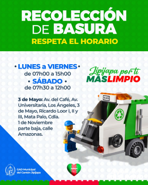 Horario establecido para mantener limpio nuestra ciudad