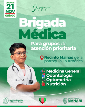 La Alcaldía de Jipijapa realizará brigada médica en la parroquia la América